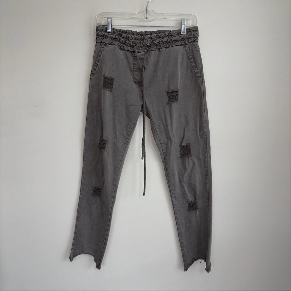 Venti6 Distressed Jogger Style Lyocell Blend Pants XS NWT Gray Grungy Raw Hem